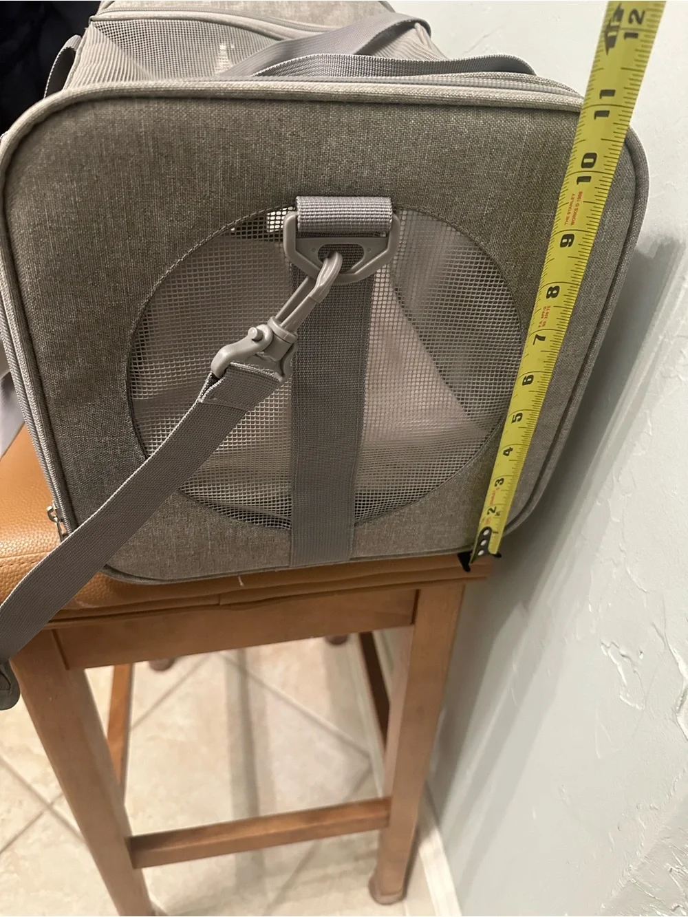 Gray Pet Carrier Travel Bag with Shoulder Strap